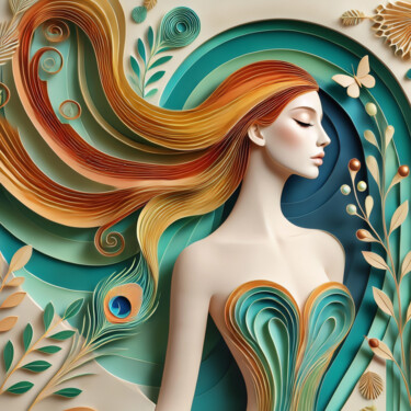 Digitale Kunst mit dem Titel "Winds of Serenity:…" von Alberto Capitani, Original-Kunstwerk, KI-generiertes Bild