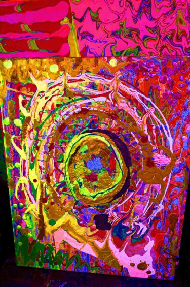 Peinture intitulée "Citron Cosmic" par Saskia Hartog (Femme Caméléon), Œuvre d'art originale, Acrylique