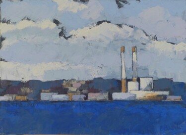 Peinture intitulée "Le Havre vu de Trou…" par Bénédicte Basili, Œuvre d'art originale, Huile Monté sur Châssis en bois