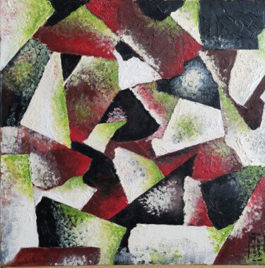 Painting titled "Bris de vert" by Marc Lefebvre, Original Artwork, Acrylic Mounted on Wood Panel
