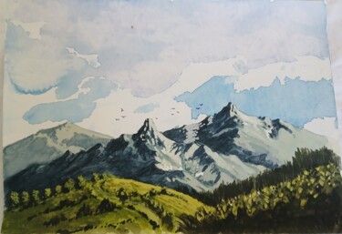 Pittura intitolato "Picos nevados" da Alejandro Marchante, Opera d'arte originale, Acquarello