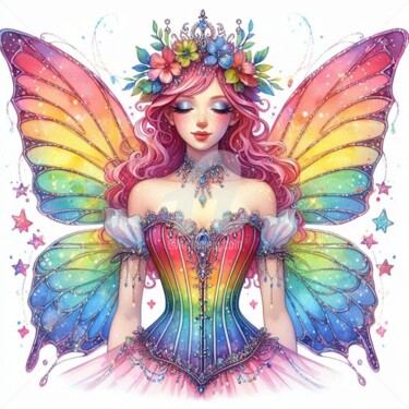 Digital Arts titled "rainbow fairy" by Caprice, Original Artwork, AI generated image