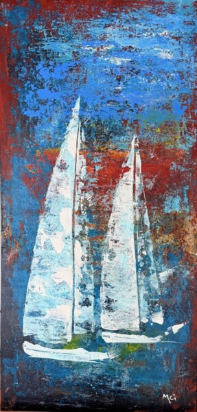 Painting titled "Océan 10 Acrylique…" by Mg, Original Artwork, Acrylic