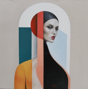 Painting titled "New Maria" by Olga Kaganovich, Original Artwork, Oil Mounted on Wood Stretcher frame