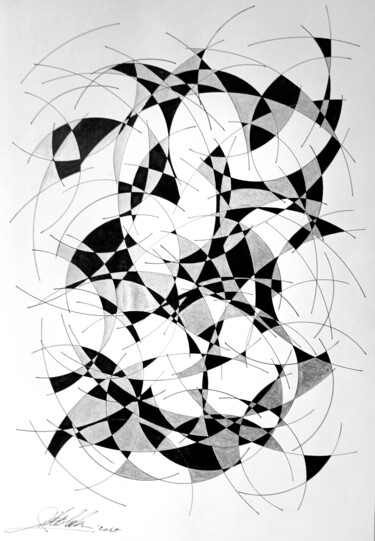 Tekening getiteld "GEOMETRIE 3D" door Fotografo Alberto Moni , Origineel Kunstwerk, Conté Gemonteerd op Houten paneel
