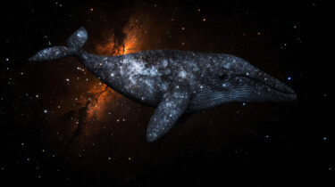 数字艺术 标题为“Galaxy Whale 2” 由Bilge Paksoylu, 原创艺术品, AI生成的图像