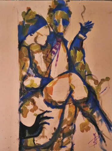 Картина под названием "Диалог эскиз" - Tatyana Zakharova, Подлинное произведение искусства, Гуашь