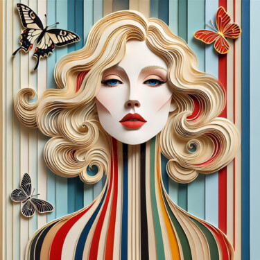 Papercraft Harmony: The Flow of Beauty 数字艺术 标题为“Papercraft Harmony:…” 由Alberto Capitani, 原创艺术品, AI生成的图像