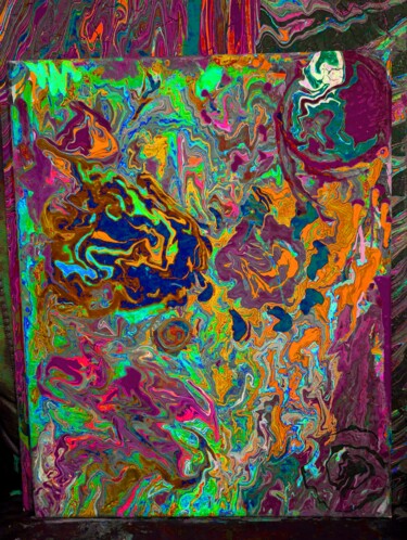 Peinture intitulée "Kiwi Cosmic" par Saskia Hartog (Femme Caméléon), Œuvre d'art originale, Acrylique