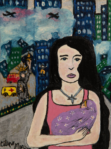 Pintura titulada "New York" por Céline Marcoux, Obra de arte original, Acrílico Montado en Bastidor de camilla de madera