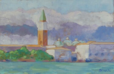 绘画 标题为“Venise 2” 由Bénédicte Basili, 原创艺术品, 油 安装在木质担架架上
