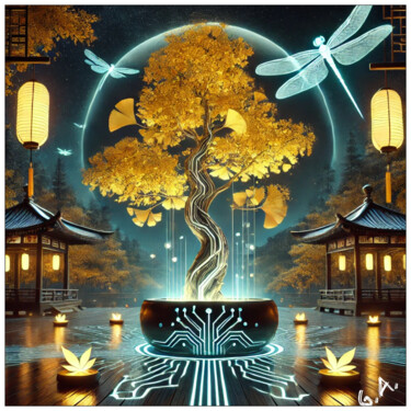 Lumière Dorée : Ginkgo Biloba Éternel Digital ART 2025