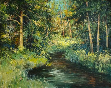 Pintura titulada "Таёжный край" por Vitalij Valsamaki, Obra de arte original, Oleo Montado en Cartulina