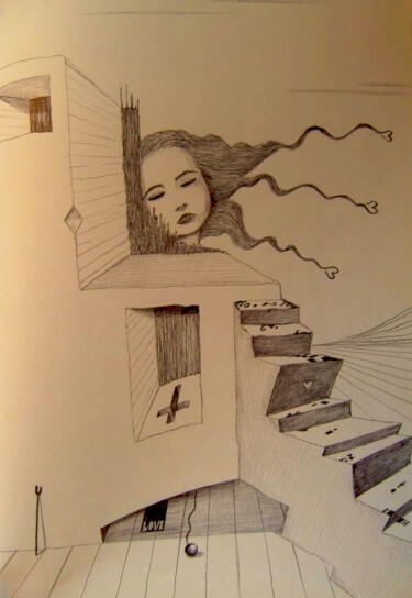 Drawing titled "Study for a future…" by Milto Sideris, Original Artwork, Ballpoint pen