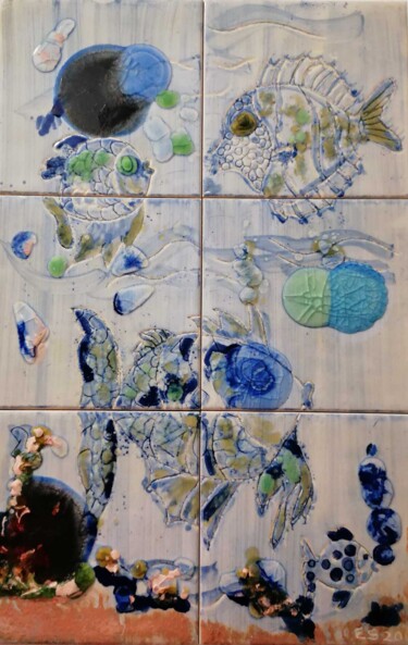 "É o peixinho do Mar" başlıklı Tablo Eunice Leal tarafından, Orijinal sanat, Pigmentler Ahşap panel üzerine monte edilmiş