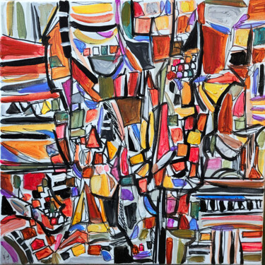 Painting titled "Rituels des moyens…" by Muriel Cayet, Original Artwork, Acrylic Mounted on Wood Stretcher frame