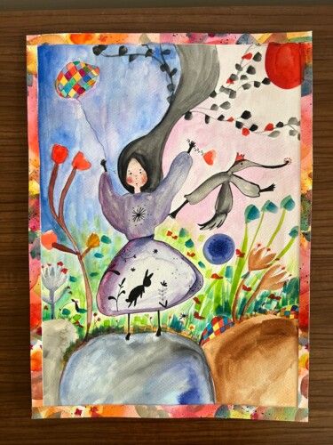 Dessin intitulée "free" par Dileda Girban, Œuvre d'art originale, Aquarelle
