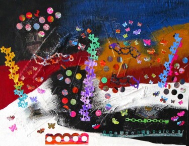 Au pays imaginaire 1 Peinture intitulée "Au pays imaginaire 1" par Claude Gascon, Œuvre d'art originale, Acrylique Monté sur Châssis en bois
