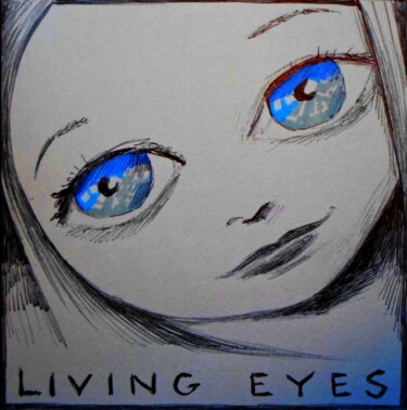 Dessin intitulée "Living eyes" par Milto Sideris, Œuvre d'art originale, Stylo à bille