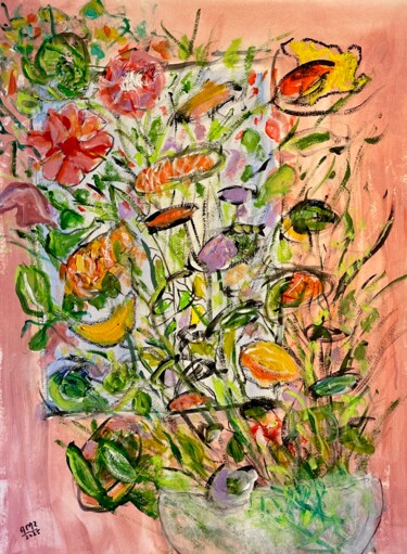 Pittura intitolato "Flowers 2" da Alfredo Machado Zingg, Opera d'arte originale, Acrilico