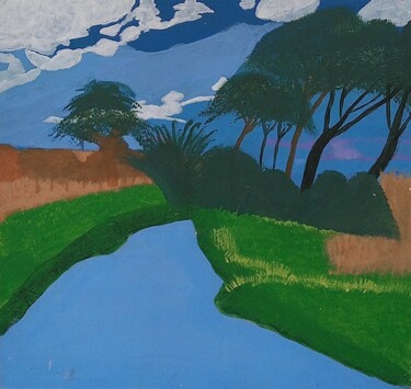 Pintura intitulada "Bending trees" por Robert Hollins, Obras de arte originais, Acrílico