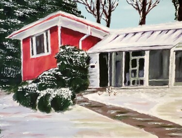 Pittura intitolato "House in the Winter" da Attila Hornok, Opera d'arte originale, Acrilico
