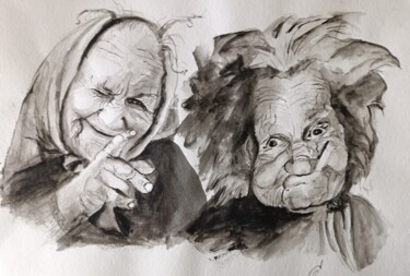 Peinture intitulée "The friends" par Oksana Gromova, Œuvre d'art originale, Aquarelle