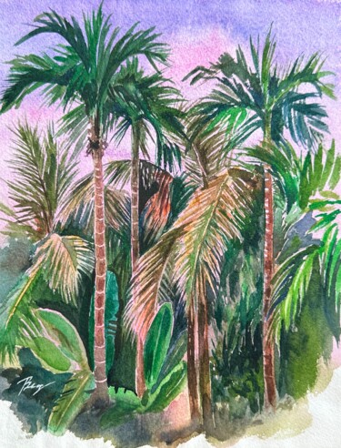 Painting titled "Indian forest" by Zelotaya, Original Artwork, Watercolor