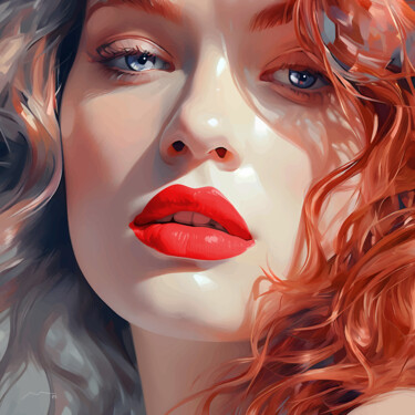 数字艺术 标题为“Redhead Woman Portr…” 由Marco Victorino, 原创艺术品, AI生成的图像