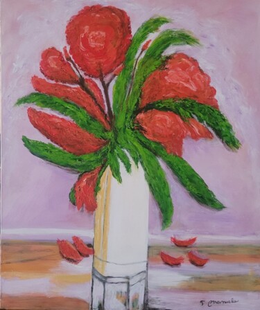 Peinture intitulée "bouquet de roses" par Manuela Torres Carneiro, Œuvre d'art originale, Acrylique Monté sur Châssis en bois