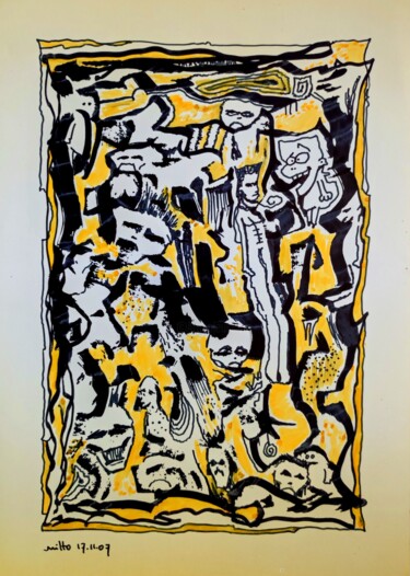 Drawing titled "Yellow on the spect…" by Milto Sideris, Original Artwork, Marker