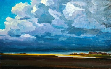 Pittura intitolato "Будет гроза" da Vitalij Valsamaki, Opera d'arte originale, Olio Montato su Cartone