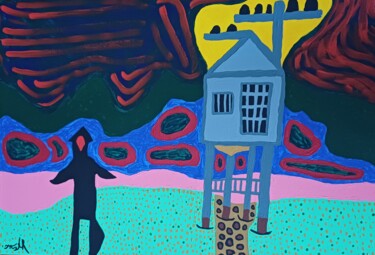 Painting titled "No name 16" by Arina Mari, Original Artwork, Acrylic Mounted on Cardboard