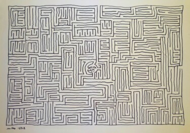 Disegno intitolato "Fading color paper…" da Milto Sideris, Opera d'arte originale, Inchiostro
