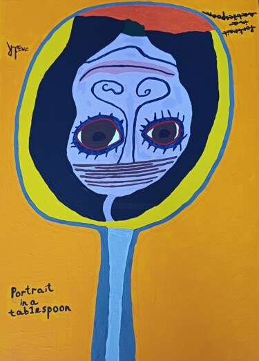 绘画 标题为“Portrait in a table…” 由Arina Mari, 原创艺术品, 丙烯 安装在纸板上
