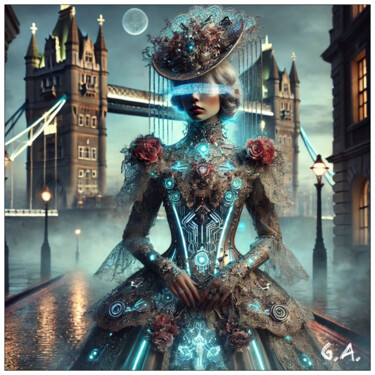 Cyber-Rococo Londonian muse 2050 Digital Art