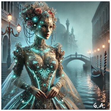 Cyber-Rococo Venitian Muse 2050 Digital Art