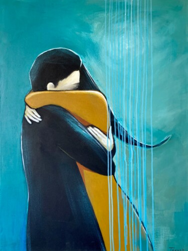 Schilderij getiteld "Love is.." door Takush, Origineel Kunstwerk, Acryl Gemonteerd op Frame voor houten brancard