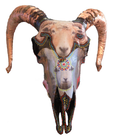 Sculpture intitulée "Mouton aux Cornes" par Tessa Meijer, Œuvre d'art originale, Acrylique
