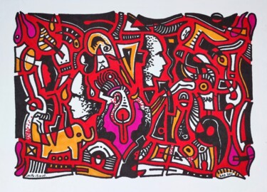 Tekening getiteld "Bad day" door Milto Sideris, Origineel Kunstwerk, Marker