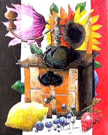 Pintura intitulada "Nature morte au mou…" por Claude Jouan, Obras de arte originais, Acrílico Montado em Armação em madeira