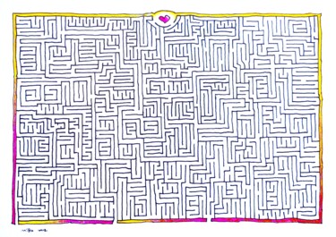 Рисунок под названием "Mazes - 15" - Milto Sideris, Подлинное произведение искусства, Чернила