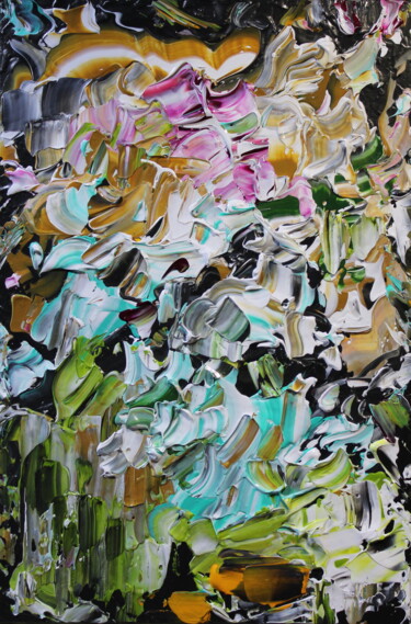 Painting titled "En Équilibre" by Vinet-Larente, Original Artwork, Acrylic Mounted on Wood Stretcher frame