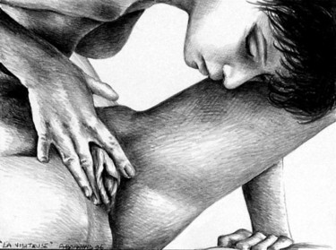 Desenho intitulada "la visiteuse" por Alain Bonnand, Obras de arte originais