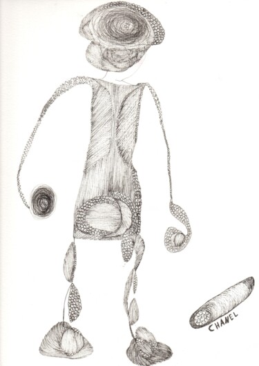 Dessin intitulée "Chanel" par Victoria Fadhila Abessi, Œuvre d'art originale, Encre