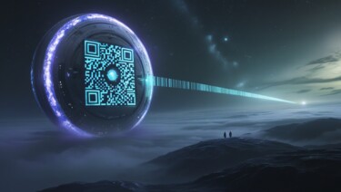 Digital Arts με τίτλο "space qr code 5" από Modane, Αυθεντικά έργα τέχνης, Εικόνα που δημιουργήθηκε με AI