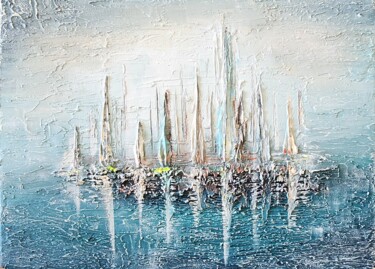 Textured artwork Regata Peinture intitulée "Textured artwork Re…" par Elena Gozunova, Œuvre d'art originale, Acrylique Monté sur Châssis en bois