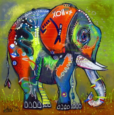 Malerei mit dem Titel "DREAMLEFANT" von Detlev Eilhardt, Original-Kunstwerk, Acryl