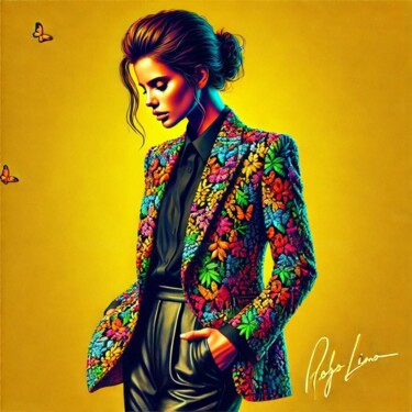 数字艺术 标题为“Chaqueta de hojas y…” 由Rogo Lino, 原创艺术品, AI生成的图像 安装在artwork_cat.上