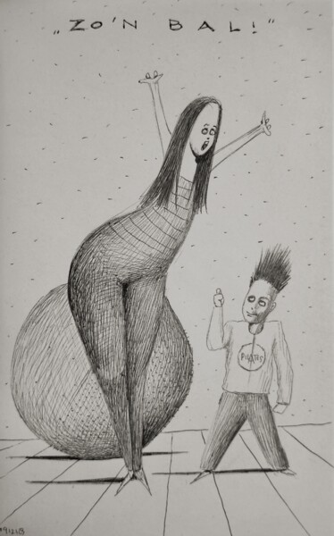 「Pilates」というタイトルの描画 Milto Siderisによって, オリジナルのアートワーク, ボールペン